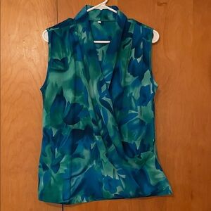 Sleeveless Blue and Green Women's Top